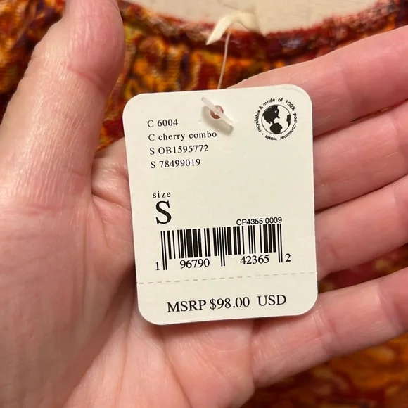 Free People Rudi Ruffle Top in Cherry Combo, Size Small - Picture 16 of 17